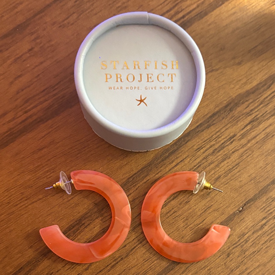 Starfish Project Coral Hoop Earrings With Box